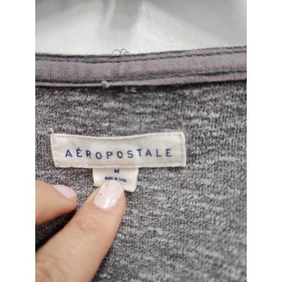 Aeropostale Womens Hoodie Medium Gray French Terry Lace Up Pullover Preppy - Picture 3 of 7